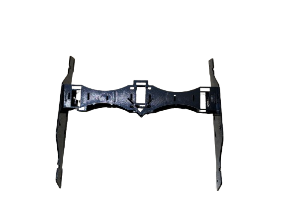 Black metal Shooting Targets USA Signature Base with a symmetrical, curved central frame and two vertical supports on each end, shown against a solid black background.