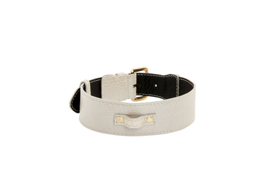 Iridescent Off White Snake Collar With Gold Classic Hardware by Allysa Payne Beverly Hills - product image 2 for Resin Society