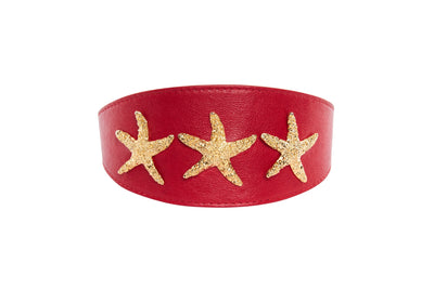 Gorgeous Red Italian Leather 3” Wide Style Collar With Custom Gold by Allysa Payne Beverly Hills - product image 2 for Resin Society