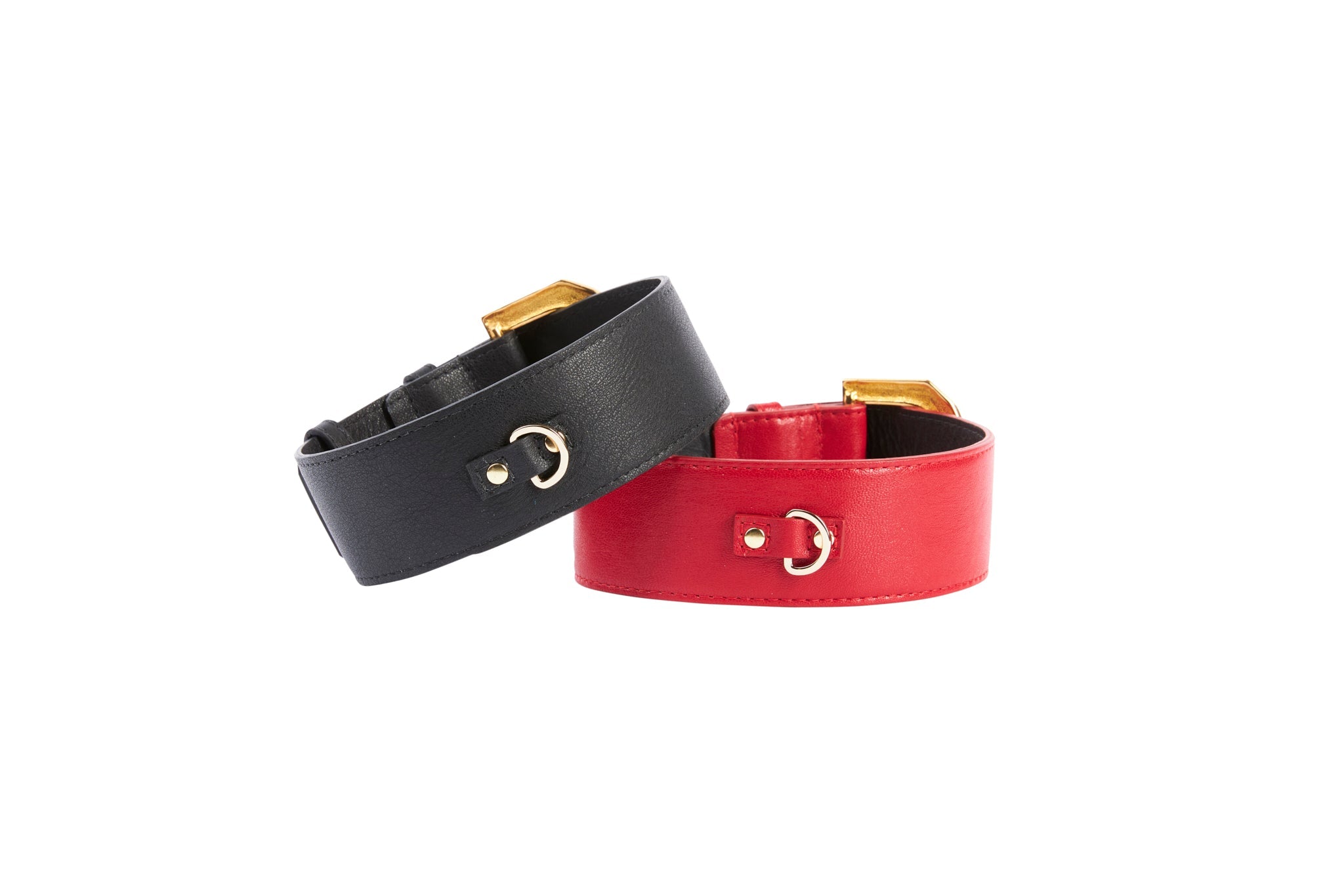 Black Italian Leather & Red Italian Leather Collar Set With Custom by Allysa Payne Beverly Hills - product image 3 for Resin Society