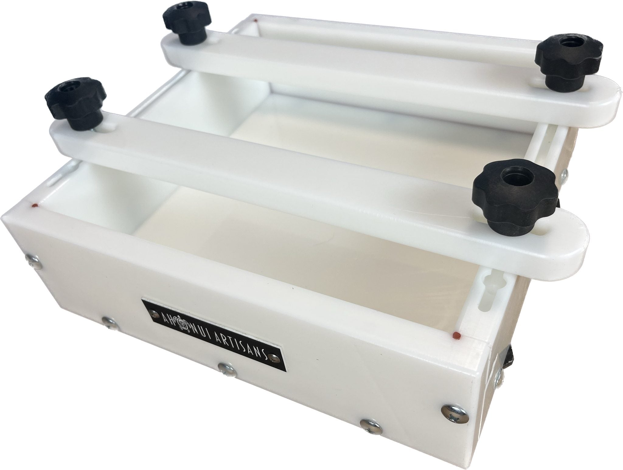Ahonui Artisans 11x11x3 inch HDPE epoxy resin casting form with clamps and leveling feet