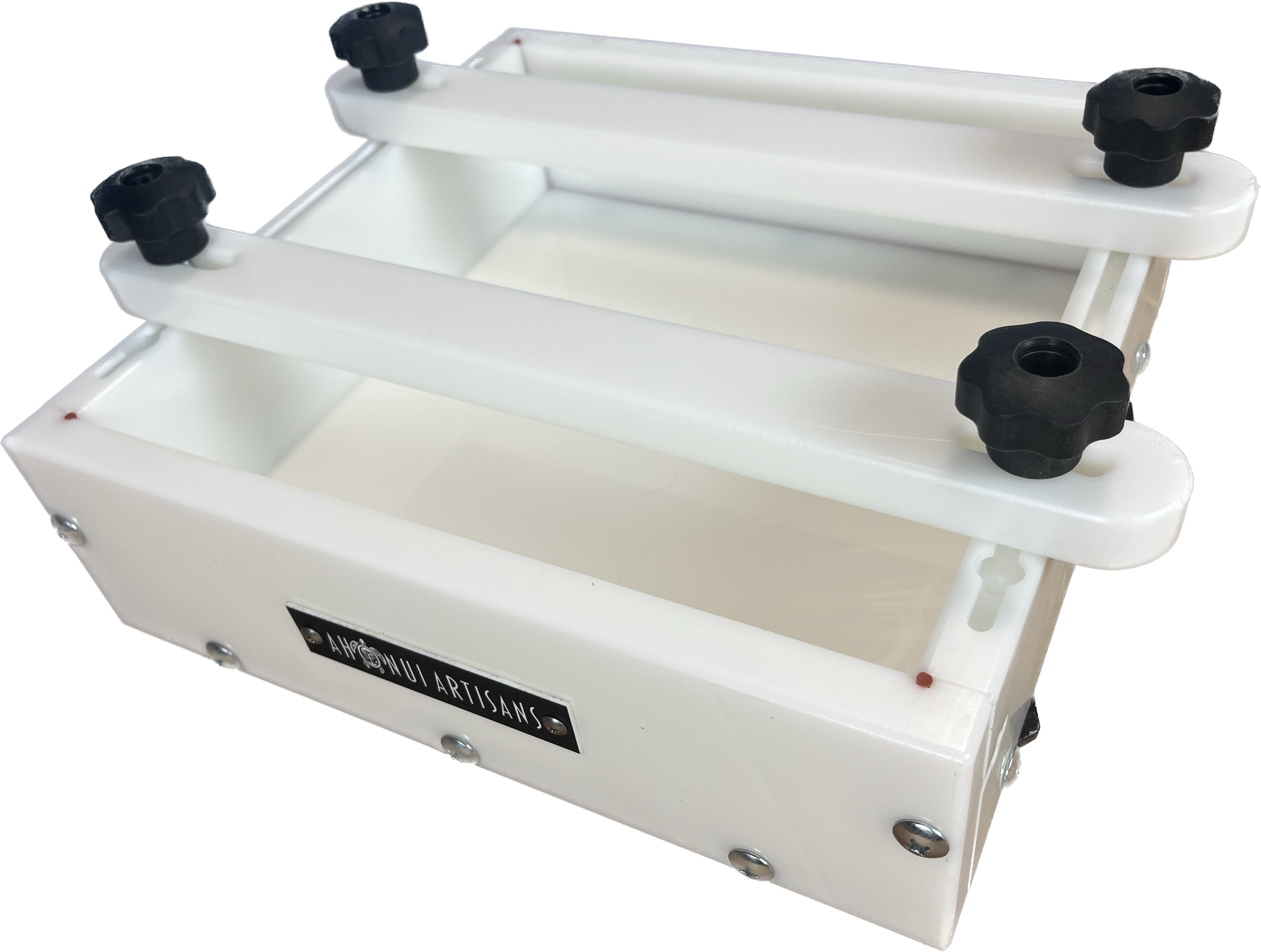 Ahonui Artisans 11x11x3 inch HDPE epoxy resin casting form with clamps and leveling feet