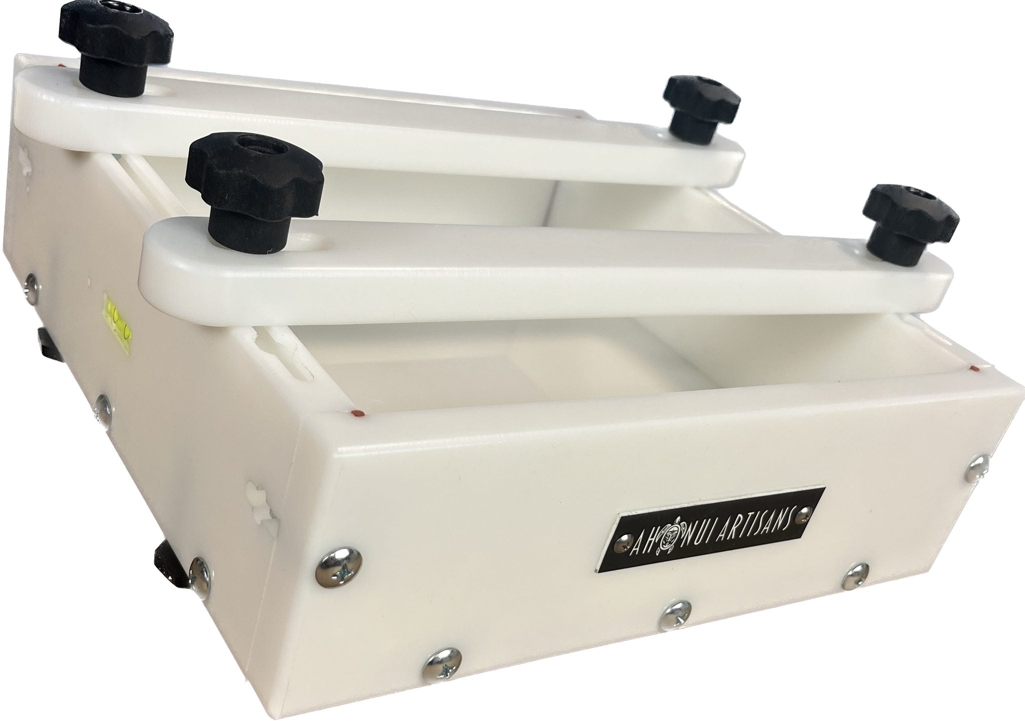 Ahonui Artisans 11x11x3 inch HDPE epoxy resin casting form with clamps and leveling feet