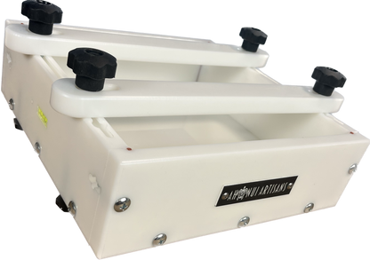 Ahonui Artisans 11x11x3 inch HDPE epoxy resin casting form with clamps and leveling feet