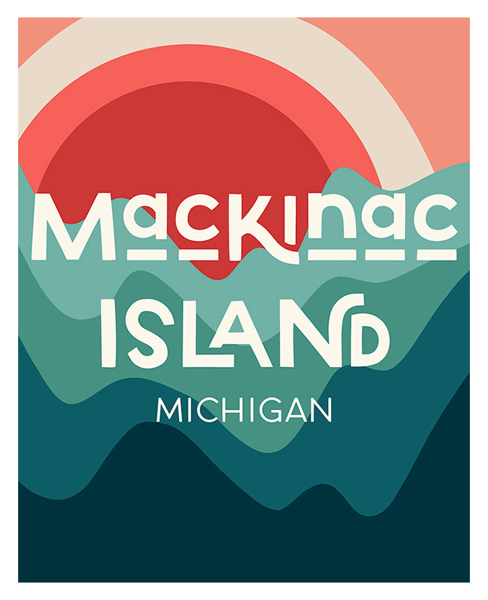 Destination: Mackinac Island modern abstract art print by Alicia Bock featuring bold colorful shapes