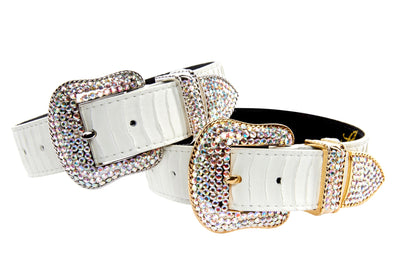 Matte White Snake Collar Set of 2. With Both Silver & Gold Swarovski by Allysa Payne Beverly Hills - main product image for Resin Society