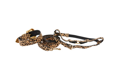 Classic Leopard Print Hair On Hide Italian Leather Swarovski Crystal