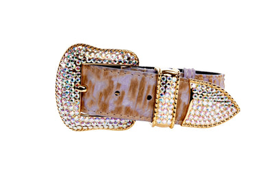 Light Purple Velvety Hair On Hide Italian Leather Swarovski Crystal