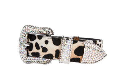 Snow Leopard Print Hair On Hide Italian Leather Collar With Swarovski by Allysa Payne Beverly Hills - main product image for Resin Society