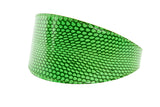 Dark neon green collar with a snake scale pattern, 3 inches wide, shown at an angle on a white background.