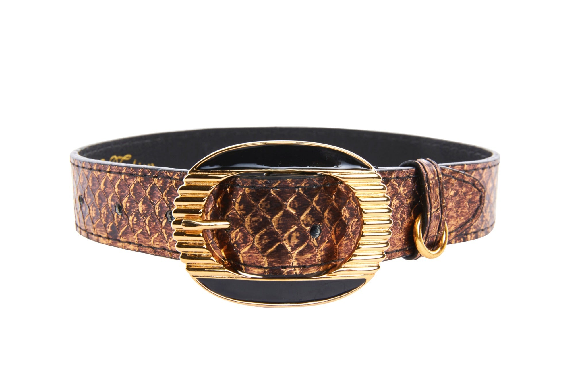 Bronze Gold Snake With Vintage Black & Gold Custom Italian Hardware by Allysa Payne Beverly Hills - main product image for Resin Society