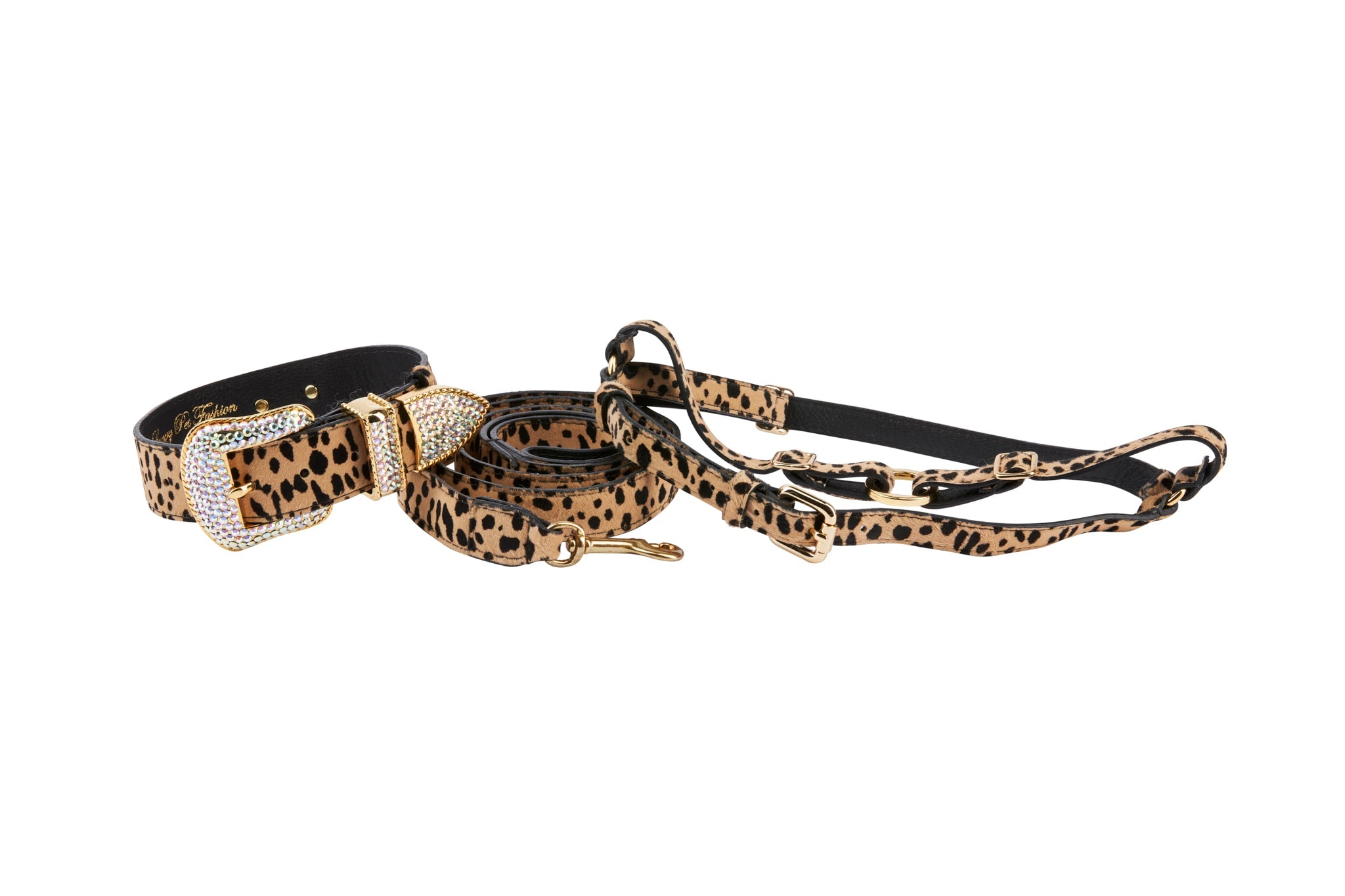 Classic Leopard Print Hair On Hide Italian Leather Swarovski Crystal