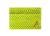 Viper Snake Card Wallet in neon green displayed in three detailed views