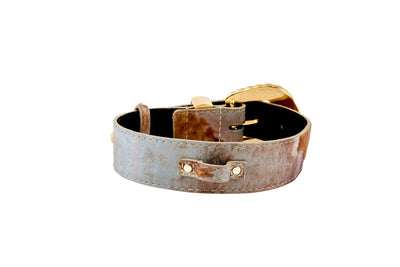 Rustic, Chic Hair On Hide Italian Leather With Ornate Swarovski Crystal