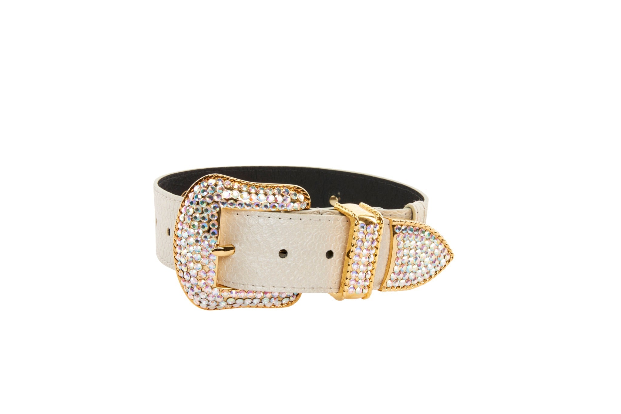 Iridescent Off White Snake Collar With Swarovski Crystal Hardware by Allysa Payne Beverly Hills - product image 2 for Resin Society