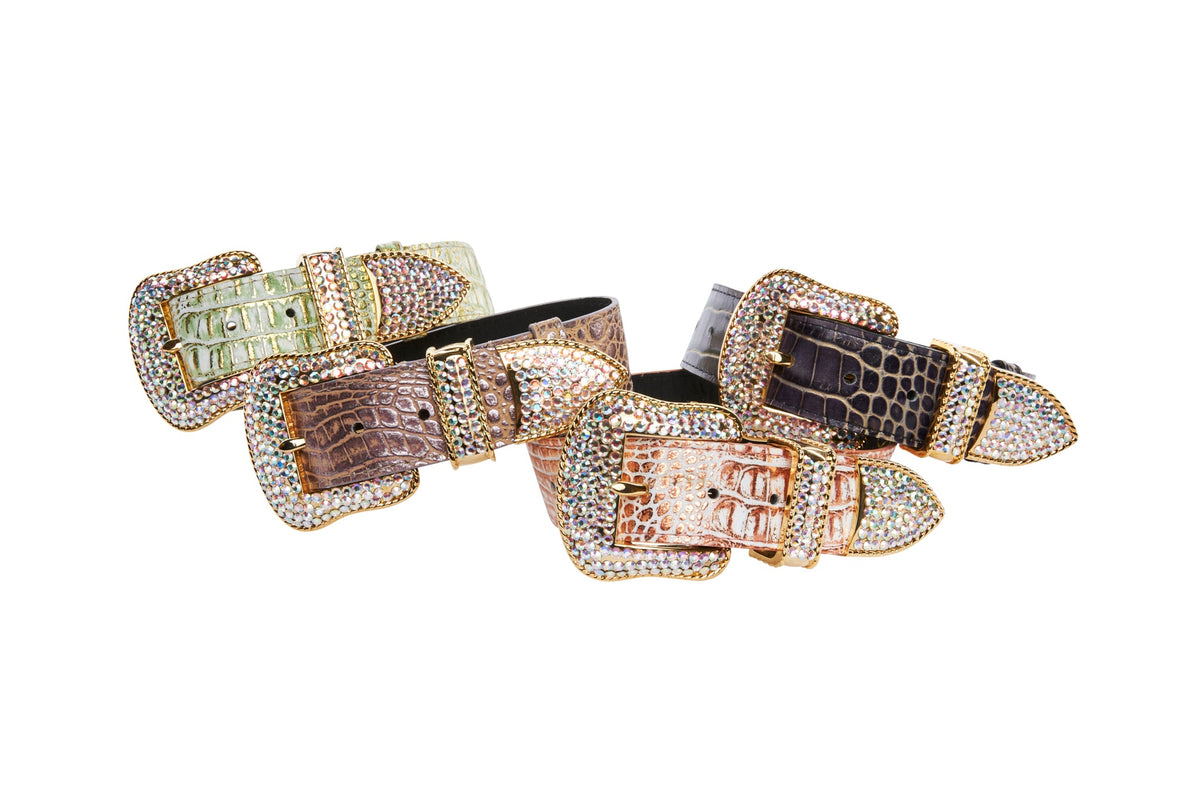 Embossed Croc Italian Leather/Swarovski Crystals Collars.
Set Of 4 by Allysa Payne Beverly Hills - main product image for Resin Society