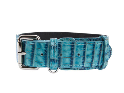 Turquoise Embossed Croc Italian Leather With Silver Classic Hardware by Allysa Payne Beverly Hills - main product image for Resin Society
