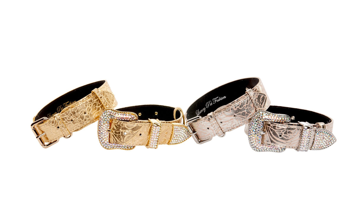 Stunning Set Of 4. Gold & Soft Pink/Silver Floral Italian Leather by Allysa Payne Beverly Hills - product image 2 for Resin Society
