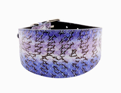 Purple/Silver/Black Custom Iridescent Snake 3” Wide Style Collar