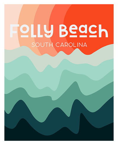 Destination: Folly Beach modern abstract art print showing textured, coastal-inspired shapes and colors