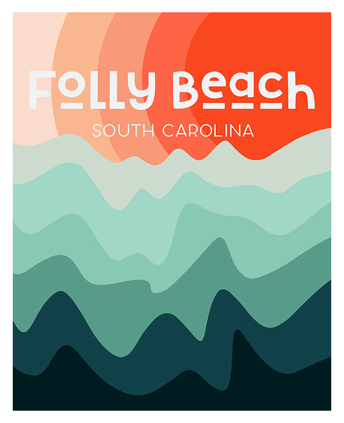Destination: Folly Beach modern abstract art print showing textured, coastal-inspired shapes and colors