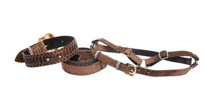 Brown/Black Embossed Snake Italian Leather Collar With Swarovski by Allysa Payne Beverly Hills - product image 2 for Resin Society