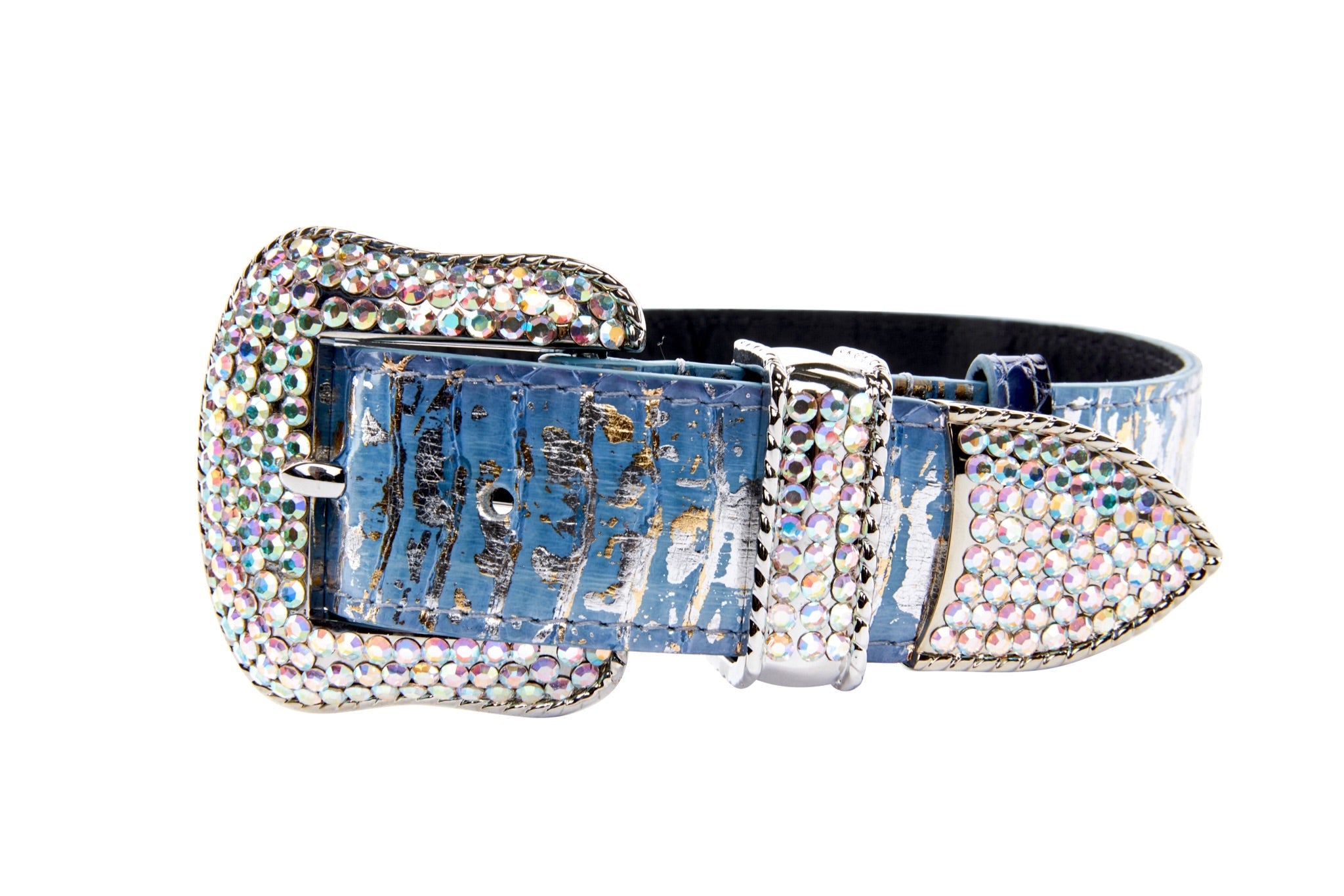 Light Blue/Dark Blue Silver Iridescent Snake/Swarovski Collar by Allysa Payne Beverly Hills - main product image for Resin Society