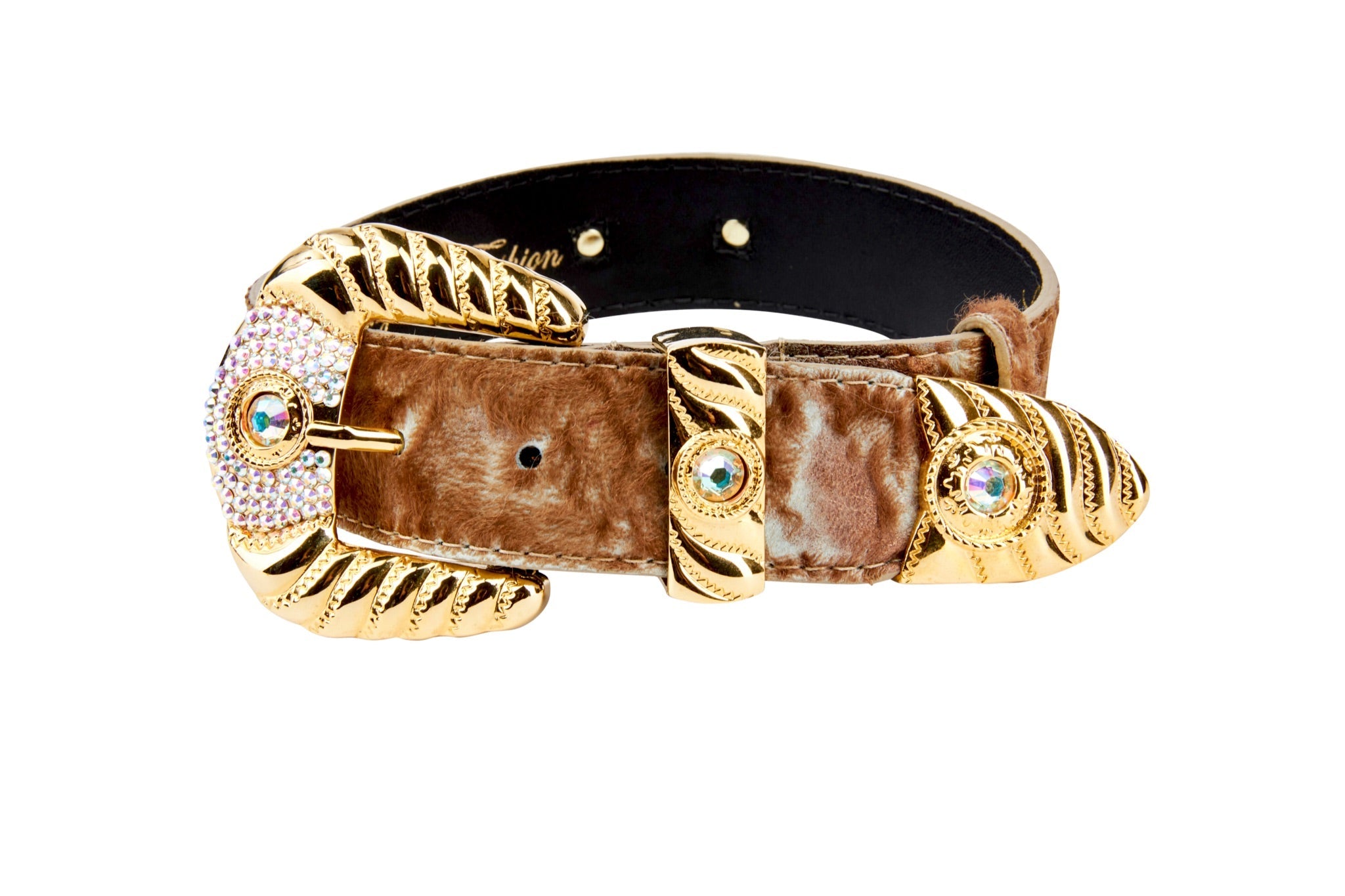 Rustic, Chic Hair On Hide Italian Leather With Ornate Swarovski Crystal