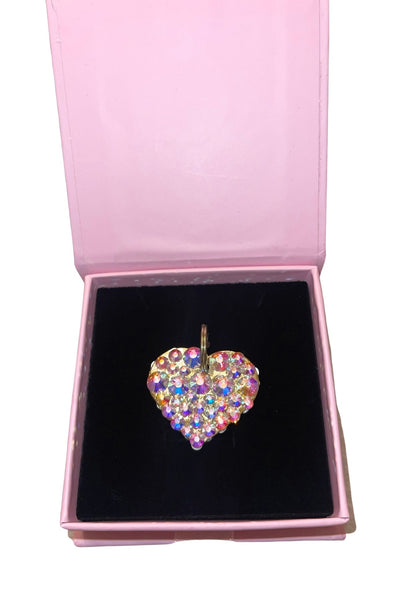 Flat Swarovski Crystal Charm showing a double-sided flat heart design sparkling with crystals