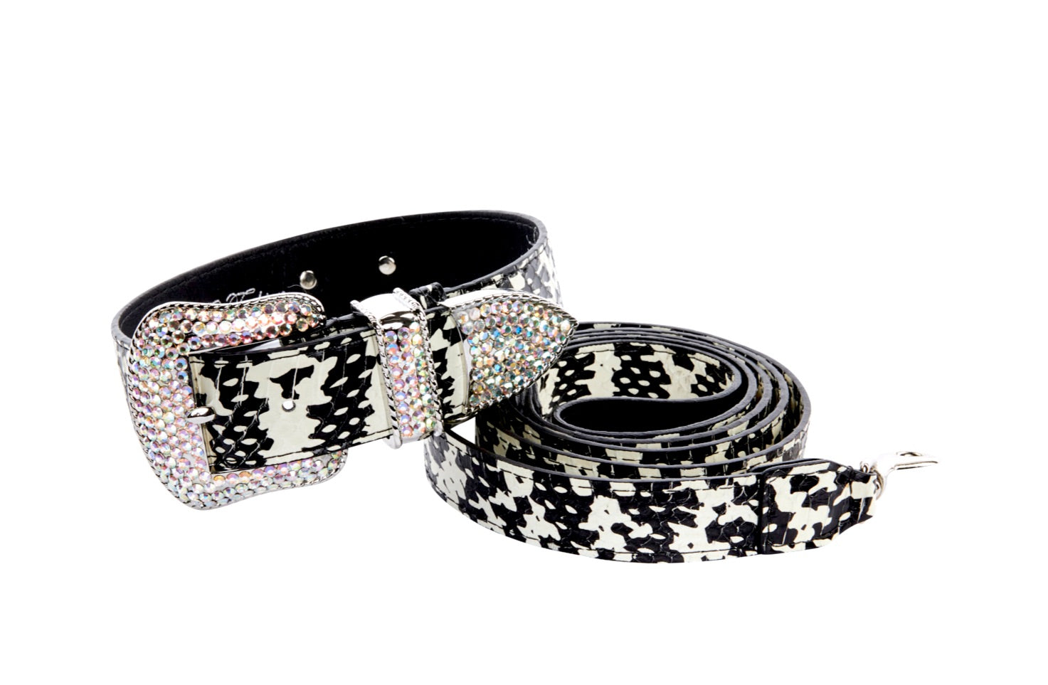 Black & White Snake/Swarovski Crystal Collar & Leash Set by Allysa Payne Beverly Hills - main product image for Resin Society
