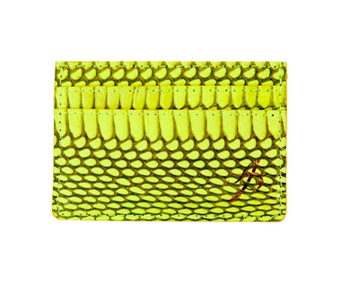 Neon Green Viper Snake Card Wallet showing snake pattern and double sided layout