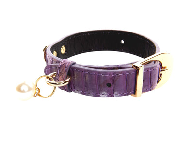XS Purple/Silver Snake Collar With New Vintage Hardware and Pearl Charm
