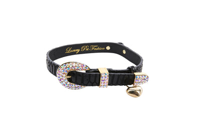 Black Embossed Snake Italian Leather With 3 Piece Swarovski Crystal by Allysa Payne Beverly Hills - main product image for Resin Society