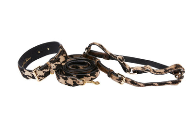 Houndstooth Hair On Hide On Hide Italian Leather Collar