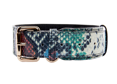 Green, Blue, Black, Red Embossed Snake Italian Leather Collar With Gold by Allysa Payne Beverly Hills - main product image for Resin Society