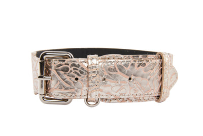 Soft Pink/Silver Floral Print Italian Leather With Silver Classic