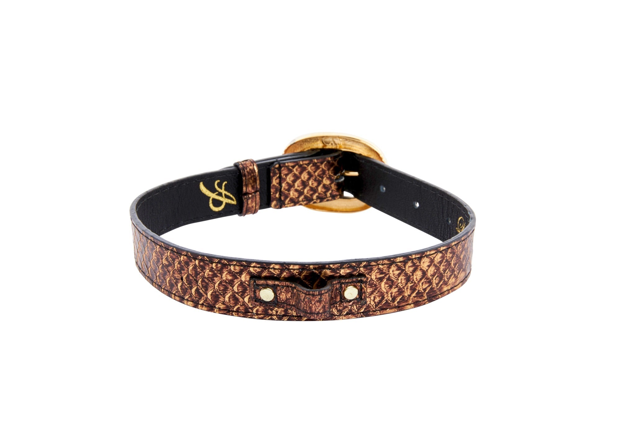 Bronze Gold Snake With Vintage Black & Gold Custom Italian Hardware