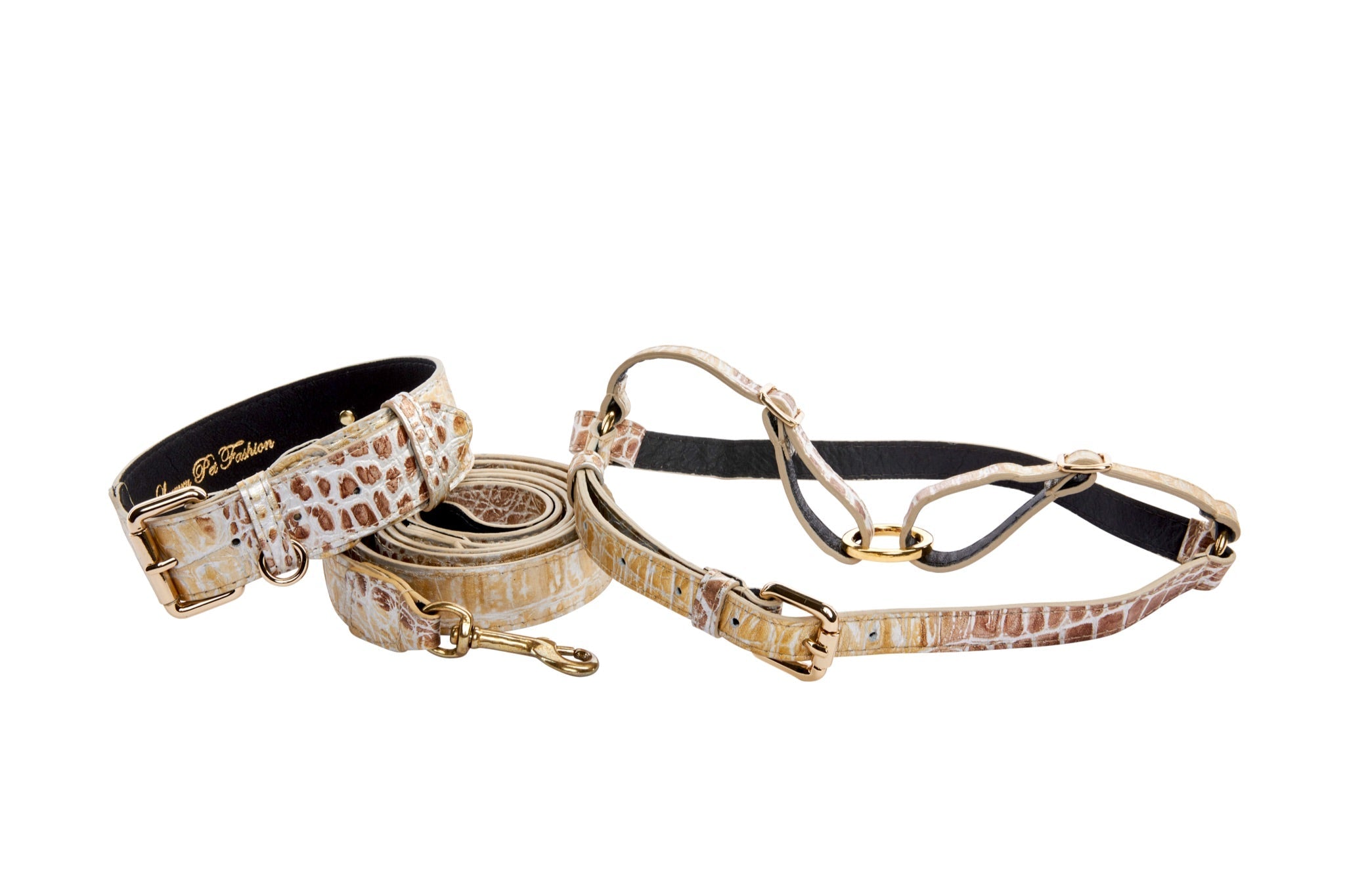 Silver/Bronze/Gold Italian Leather Embossed Croc Classic Collar