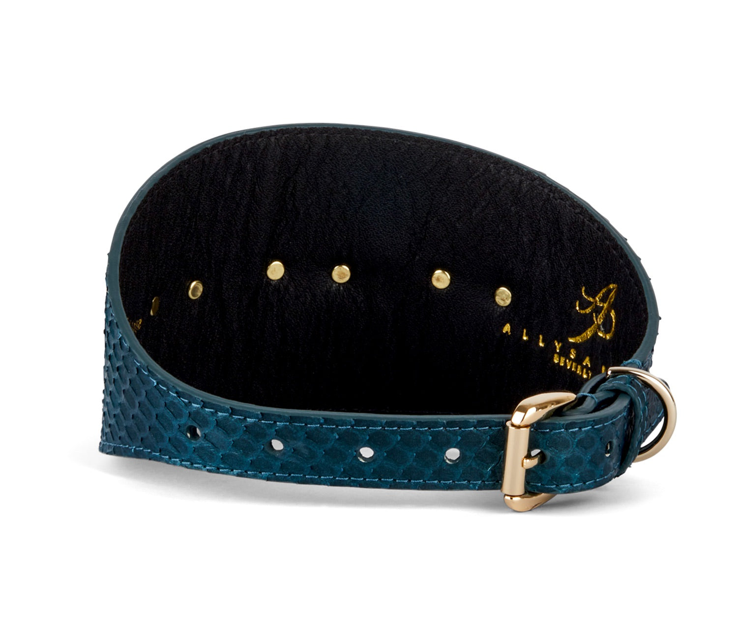 Stunning Iridescent Matte Blue/Green Snake 4” Wide Style Collar With Custom Gold Starfish