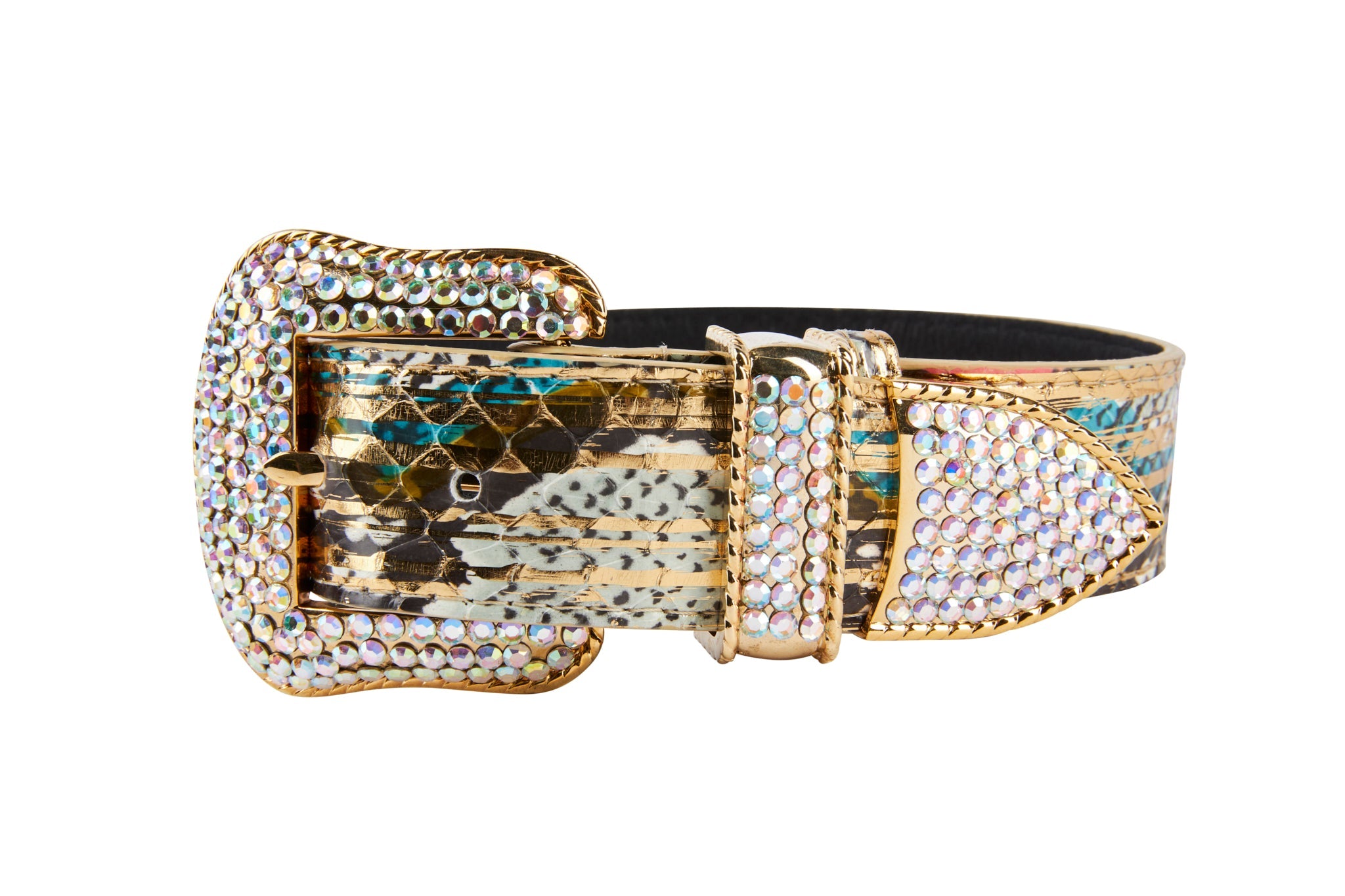 Luxury Pet Fashion Scottsdale Collection collar with gold snakeskin pattern and Swarovski Crystal hardware