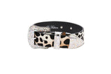 Luxury pet collar with animal print leather and Swarovski crystal hardware