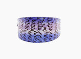 3-inch wide collar featuring an iridescent purple and silver snake pattern with black scale detailing on a curved surface under soft lighting