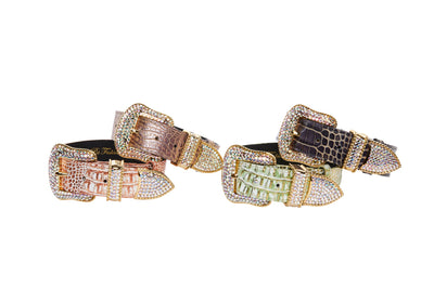 Embossed Croc Italian Leather/Swarovski Crystals Collars. Set Of 4 by Allysa Payne Beverly Hills - product image 4 for Resin Society