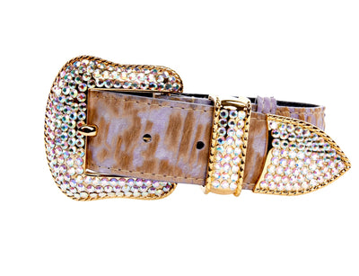 Light Purple Velvety Hair On Hide Italian Leather Swarovski Crystal