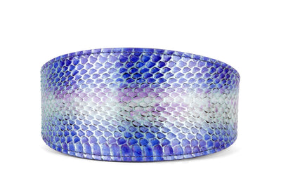 Multi-Color Purple Silver Iridescent Snake 3 inch wide style collar with silver hardware