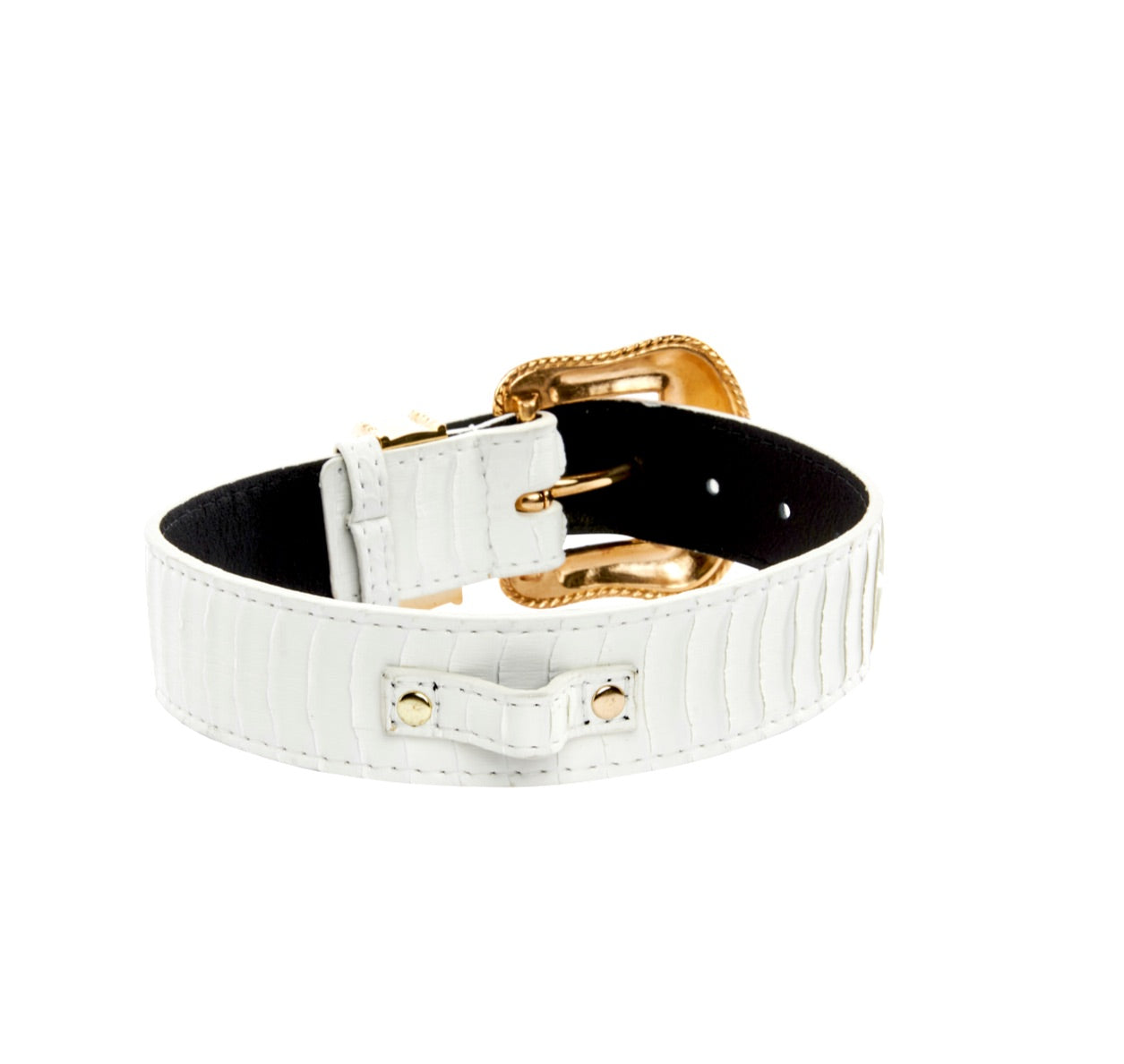 Matte White Snake Collar Set of 2. With Both Silver & Gold Swarovski