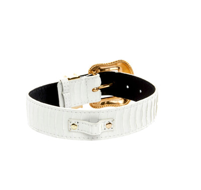 Matte White Snake Collar Set of 2. With Both Silver & Gold Swarovski