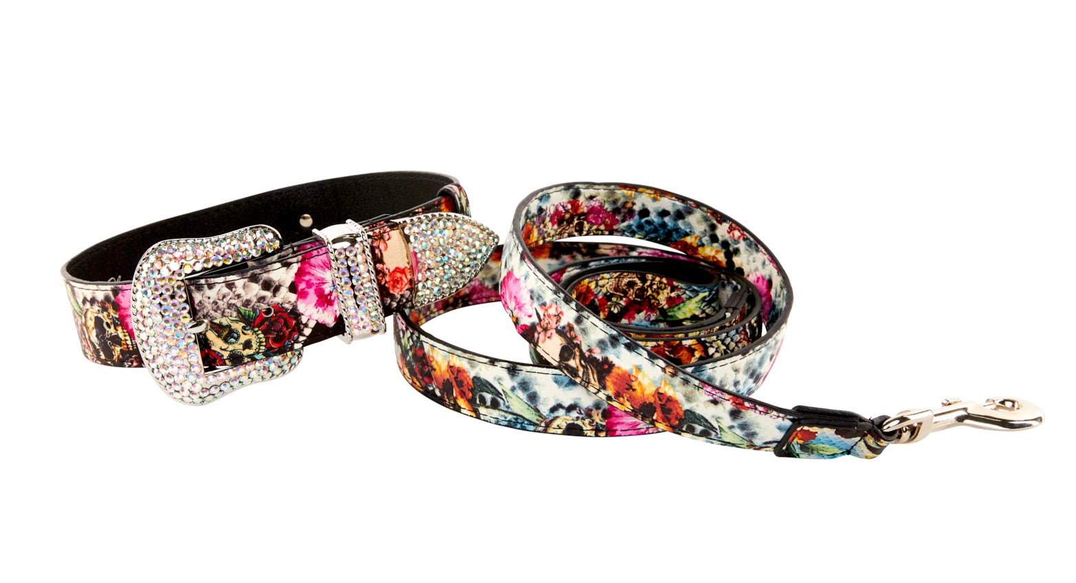 Floral, Scull, Snake Print Italian Leather/Swarovski Crystal Collar & by Allysa Payne Beverly Hills - main product image for Resin Society