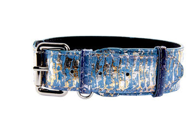 Light Blue/Dark Blue Silver Iridescent Snake Collar With Silver Classic by Allysa Payne Beverly Hills - main product image for Resin Society