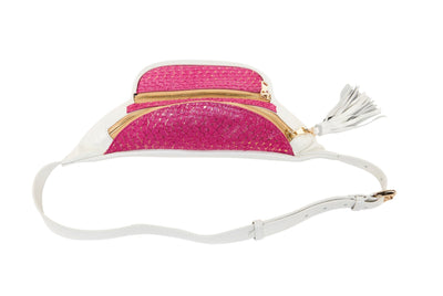Pearl White Italian Leather/Fuchsia Pink Tilapia Fanny Pack by Allysa Payne Beverly Hills - product image 3 for Resin Society